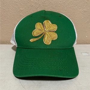 St Patty’s Day Gold Clover Green White Mesh Trucker Snapback Hat Cap